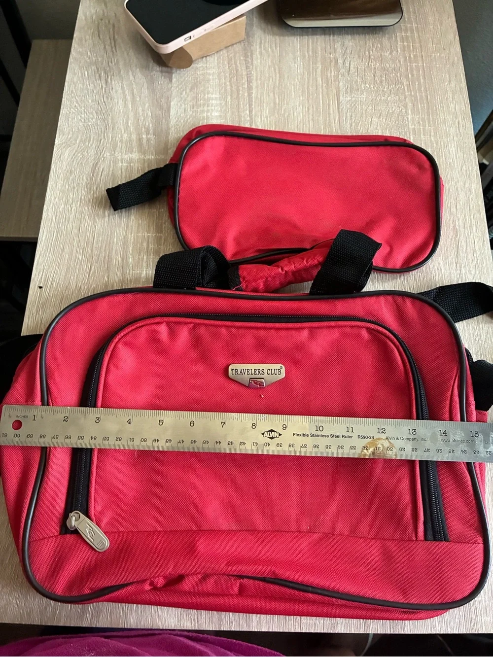 Red Men's Carry Bag with Accessory Pouch